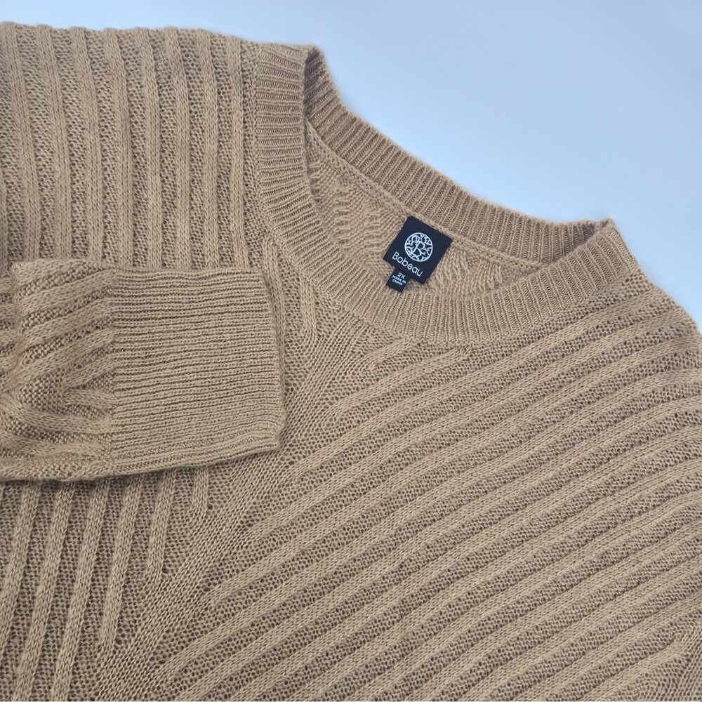 Bobeau Women Sweater 2X Tan Capsule Career Everyday Basic Minimalist Layering